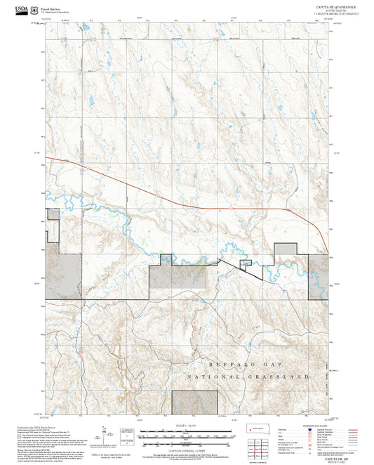 2025 Forest Service Topo Map of Caputa NE South Dakota