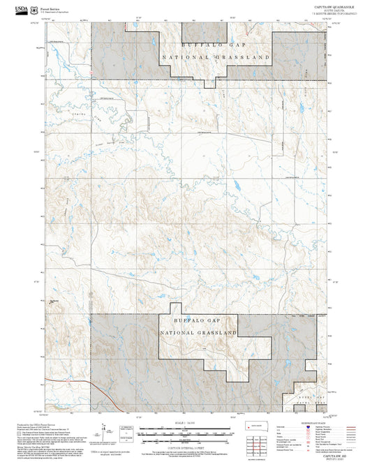 2025 Forest Service Topo Map of Caputa SW South Dakota