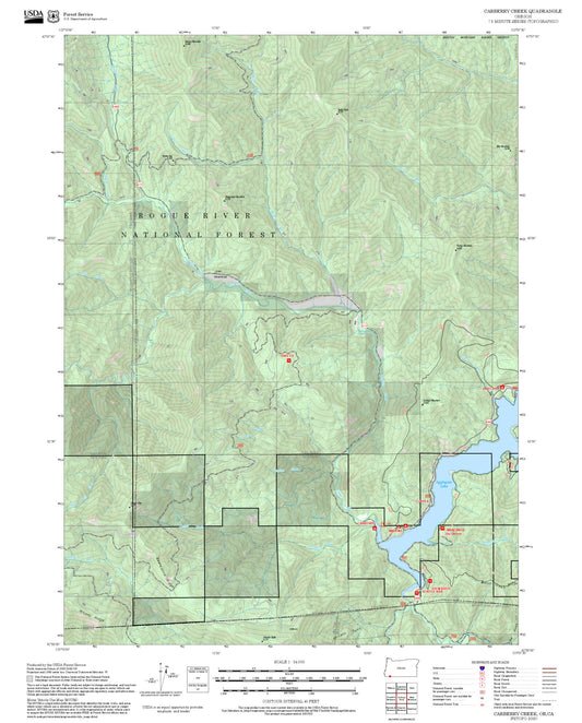 2025 Forest Service Topo Map of Carberry Creek Oregon