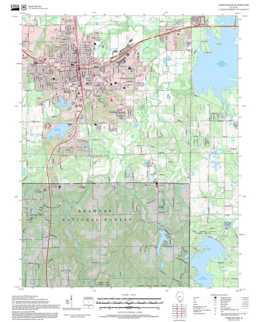 2025 Forest Service Topo Map of Carbondale Illinois