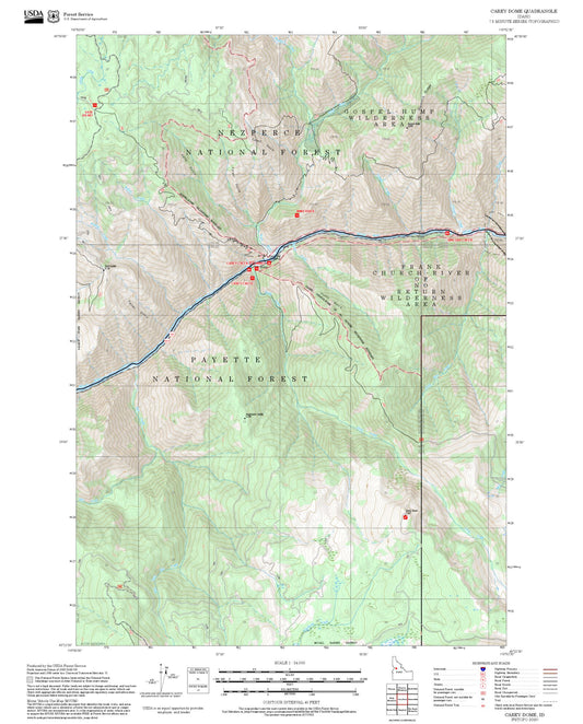 2025 Forest Service Topo Map of Carey Dome Idaho