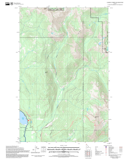 2025 Forest Service Topo Map of Caribou Creek Idaho
