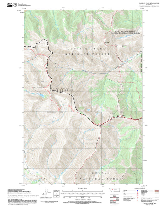 2025 Forest Service Topo Map of Caribou Peak Montana
