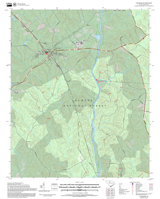 2025 Forest Service Topo Map of Carlisle South Carolina