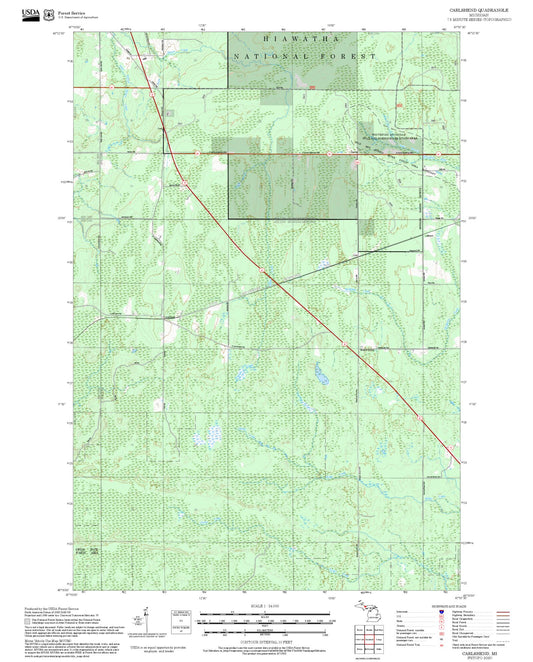 2025 Forest Service Topo Map of Carlshend Michigan