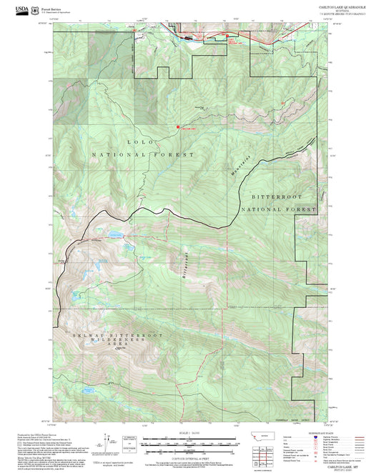 2025 Forest Service Topo Map of Carlton Lake Montana