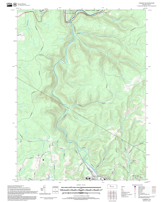 2025 Forest Service Topo Map of Carman Pennsylvania