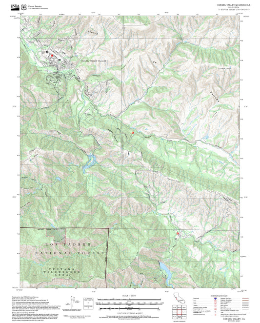 2025 Forest Service Topo Map of Carmel Valley California
