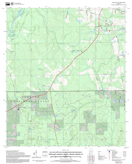 2025 Forest Service Topo Map of Carolina Alabama
