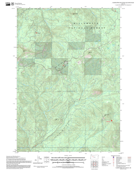 2025 Forest Service Topo Map of Carpenter Mountain Oregon