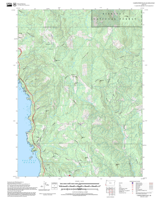 2025 Forest Service Topo Map of Carpenterville Oregon
