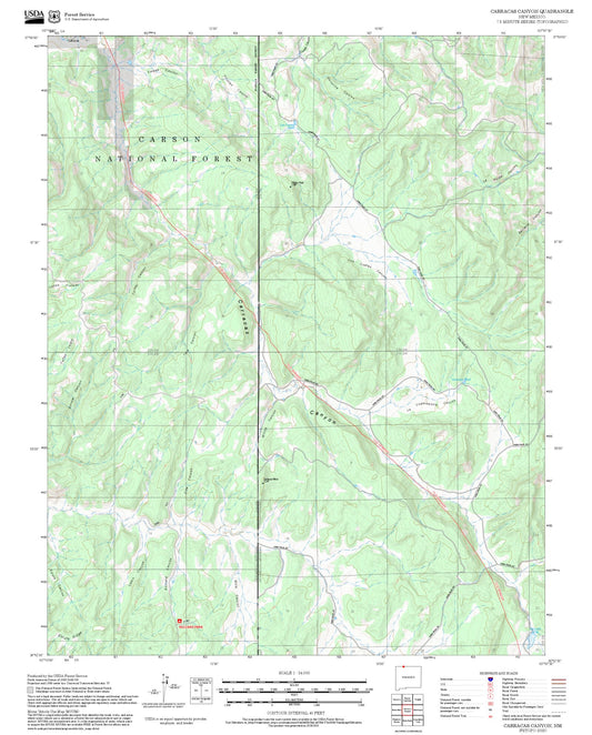 2025 Forest Service Topo Map of Carracas Canyon New Mexico