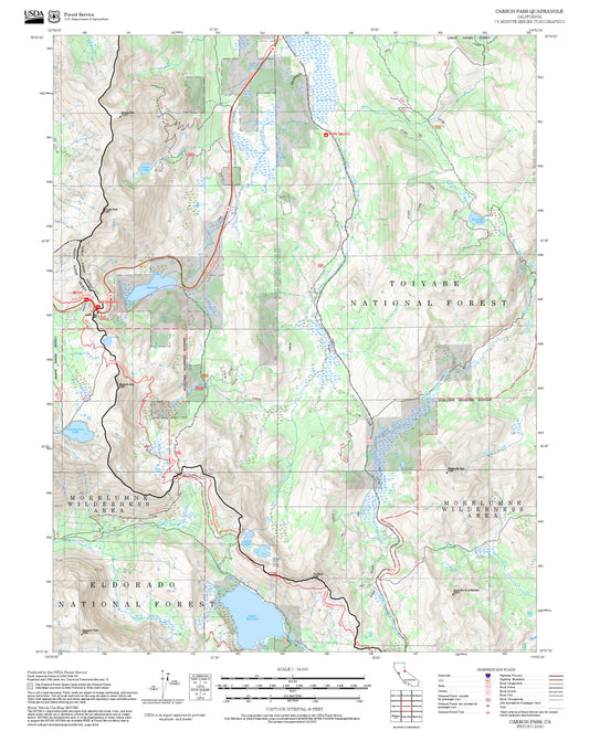 2025 Forest Service Topo Map of Carson Pass California