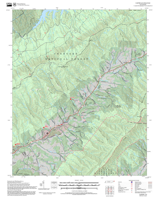 2025 Forest Service Topo Map of Carter Tennessee