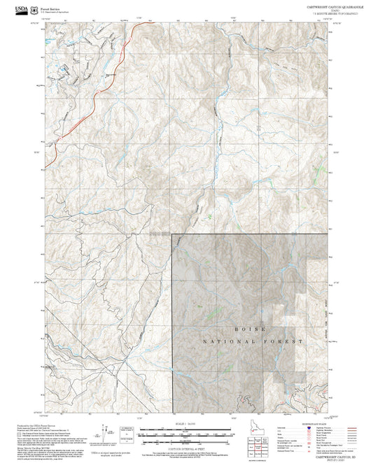 2025 Forest Service Topo Map of Cartwright Canyon Idaho