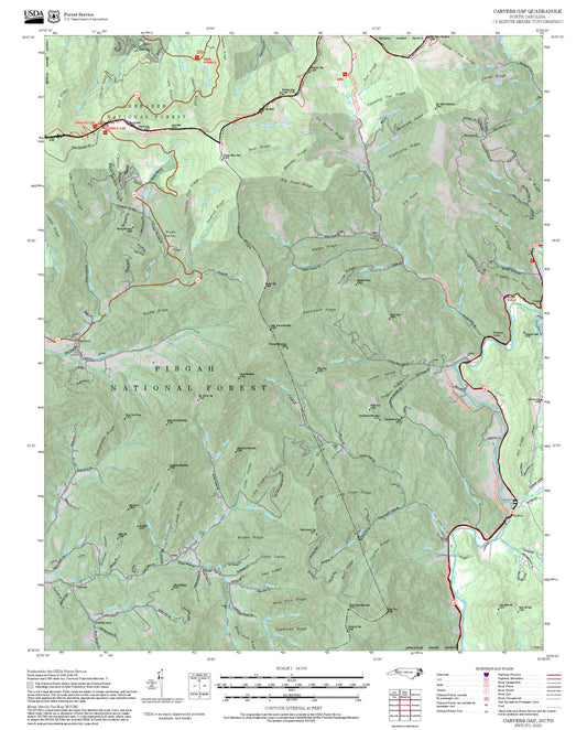 2025 Forest Service Topo Map of Carvers Gap North Carolina