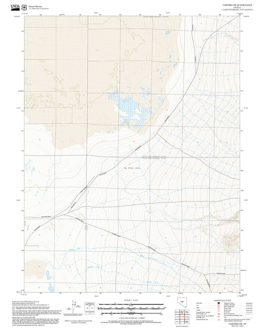 2025 Forest Service Topo Map of Carvers NE Nevada
