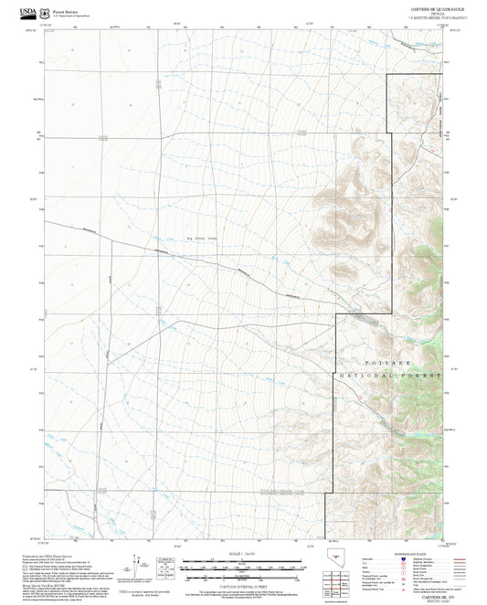 2025 Forest Service Topo Map of Carvers SE Nevada