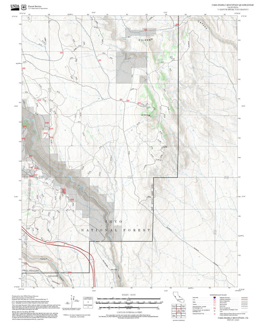 2025 Forest Service Topo Map of Casa Diablo Mountain California