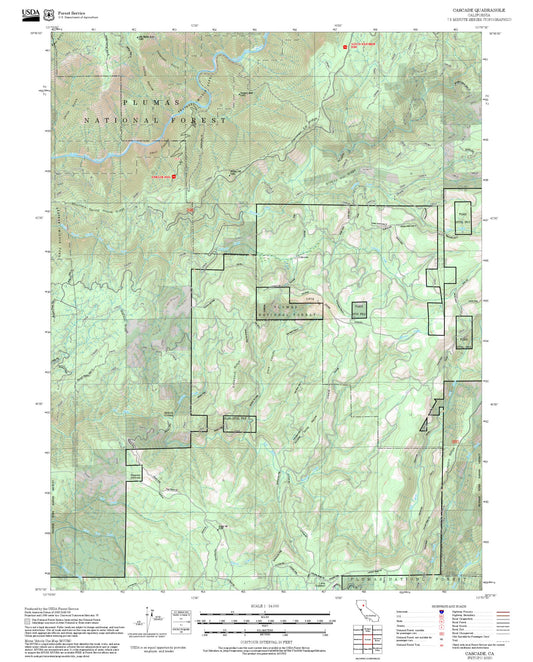 2025 Forest Service Topo Map of Cascade California