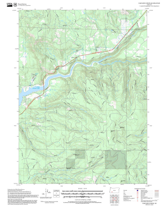 2025 Forest Service Topo Map of Cascade Gorge Oregon