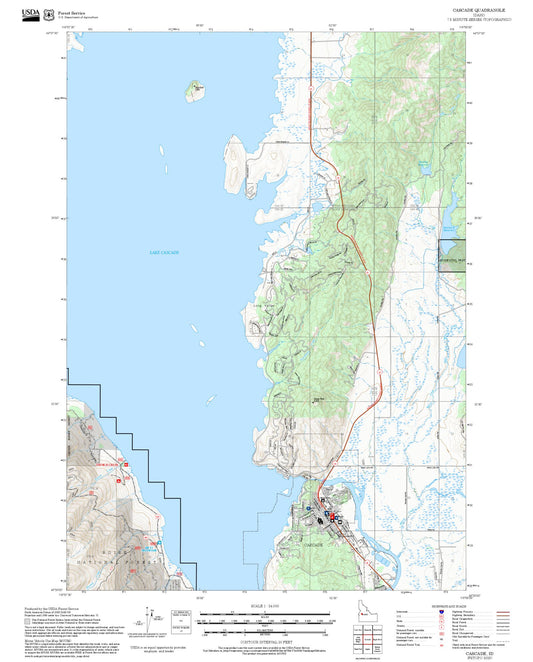 2025 Forest Service Topo Map of Cascade Idaho
