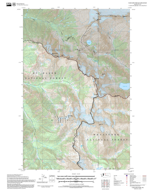 2025 Forest Service Topo Map of Cascade Pass Washington