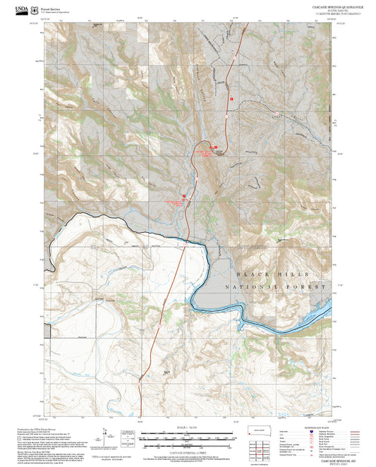 2025 Forest Service Topo Map of Cascade Springs South Dakota