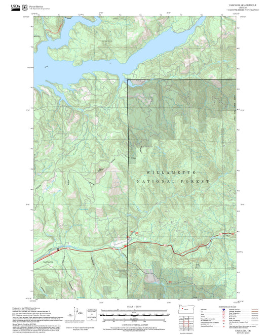 2025 Forest Service Topo Map of Cascadia Oregon