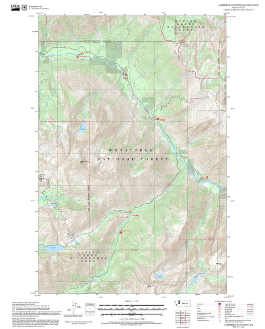 2025 Forest Service Topo Map of Cashmere Mountain Washington
