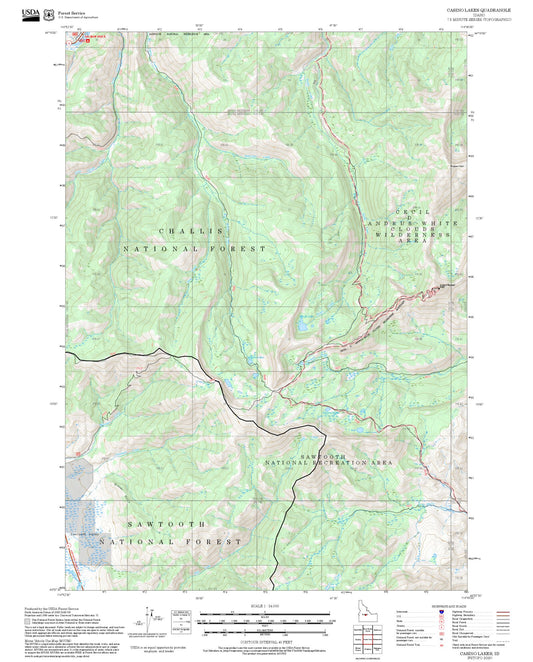 2025 Forest Service Topo Map of Casino Lakes Idaho