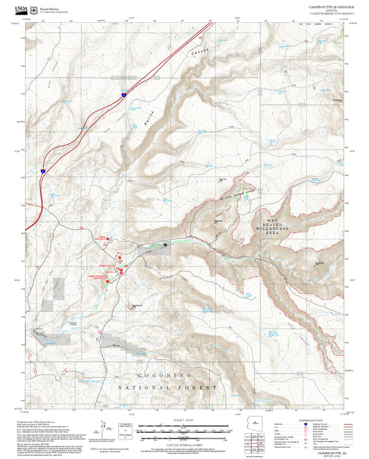 2025 Forest Service Topo Map of Casner Butte Arizona