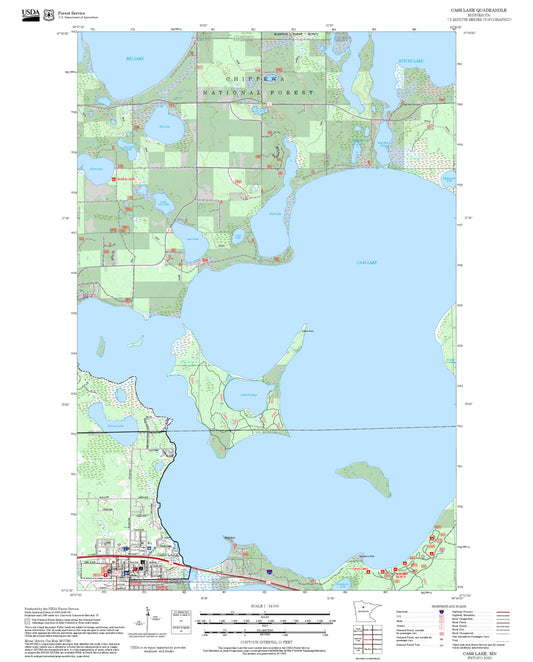 2025 Forest Service Topo Map of Cass Lake Minnesota
