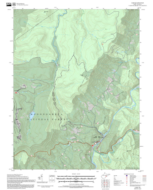 2025 Forest Service Topo Map of Cass West Virginia