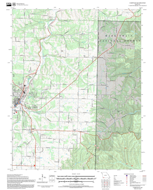 2025 Forest Service Topo Map of Cassville Missouri