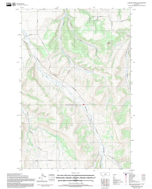 2025 Forest Service Topo Map of Castle Butte Montana