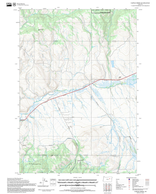2025 Forest Service Topo Map of Castle Creek Oregon
