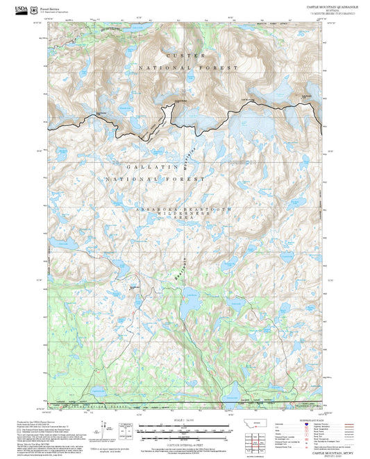 2025 Forest Service Topo Map of Castle Mountain Montana