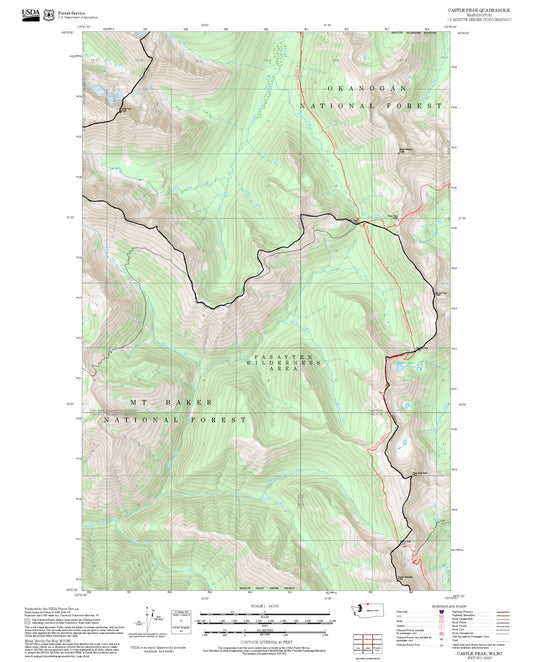 2025 Forest Service Topo Map of Castle Peak Washington