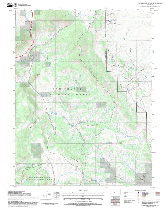 2025 Forest Service Topo Map of Castle Rock Gulch Colorado