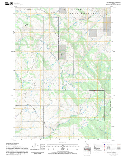 2025 Forest Service Topo Map of Castle Rock Idaho