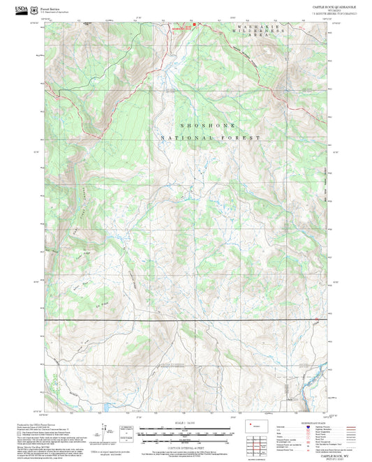 2025 Forest Service Topo Map of Castle Rock Wyoming