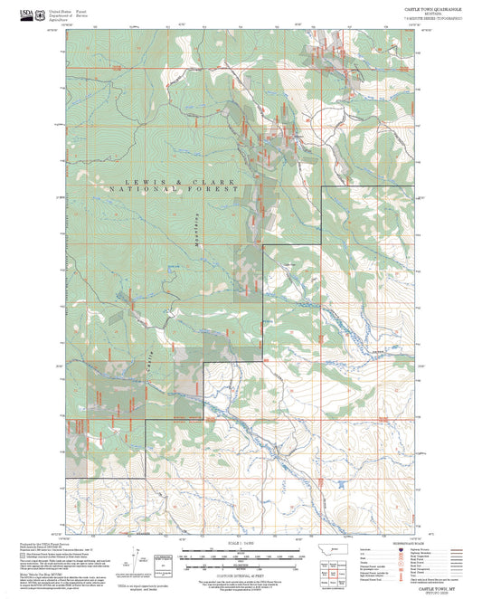 2025 Forest Service Topo Map of Castle Town Montana