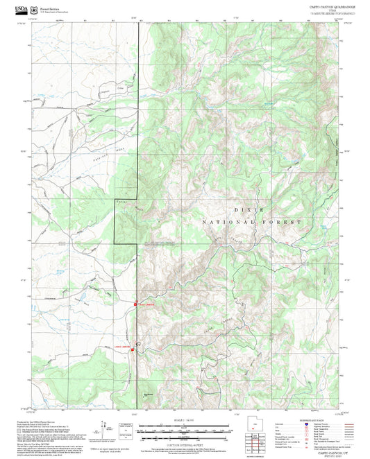 2025 Forest Service Topo Map of Casto Canyon Utah