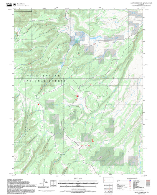 2025 Forest Service Topo Map of Casto Reservoir Colorado