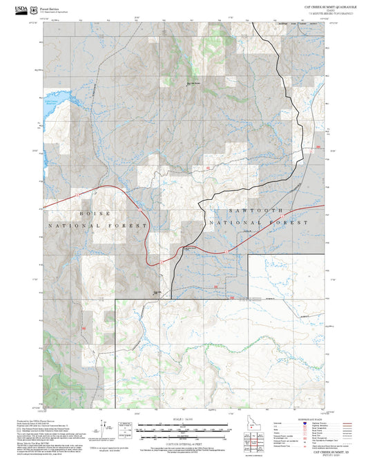2025 Forest Service Topo Map of Cat Creek Summit Idaho