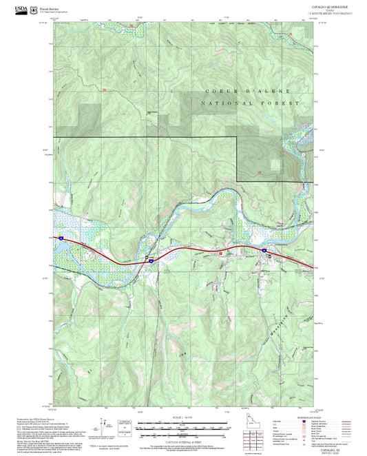 2025 Forest Service Topo Map of Cataldo Idaho