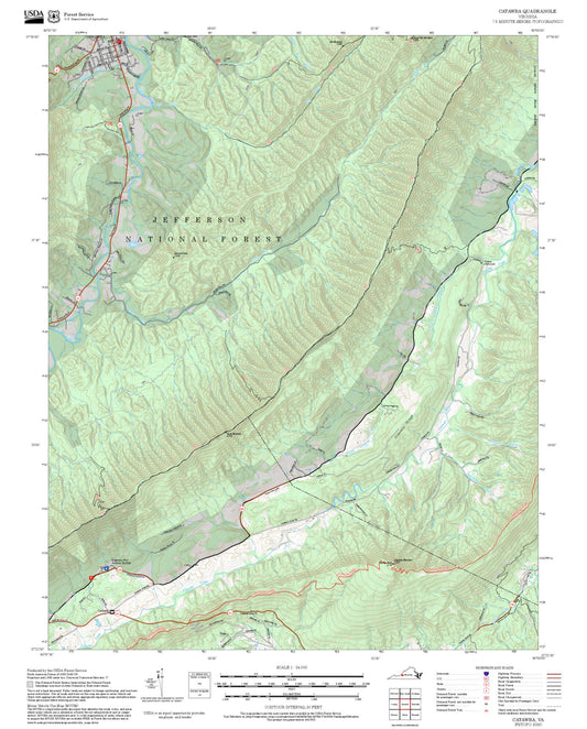 2025 Forest Service Topo Map of Catawba Virginia