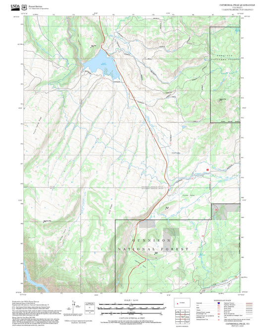 2025 Forest Service Topo Map of Cathedral Peak Colorado