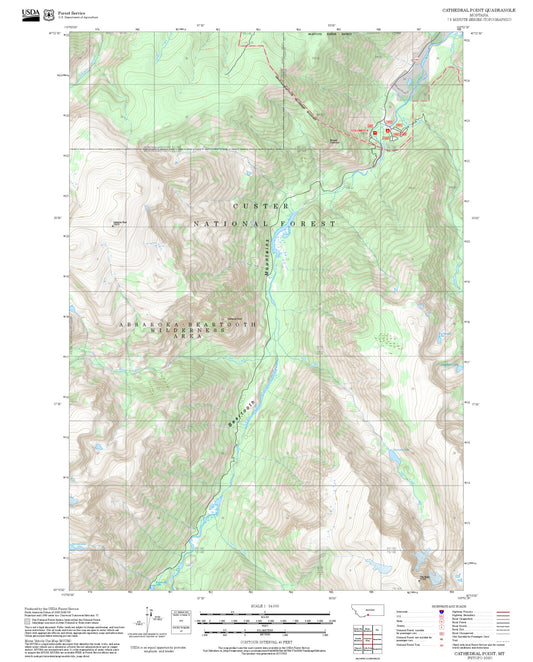 2025 Forest Service Topo Map of Cathedral Point Montana